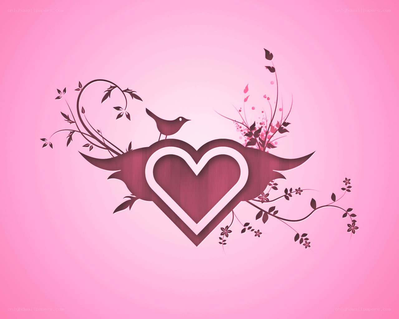 heart with bird and flowers