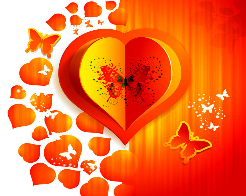 Heart with Butterflies — Red, Festive