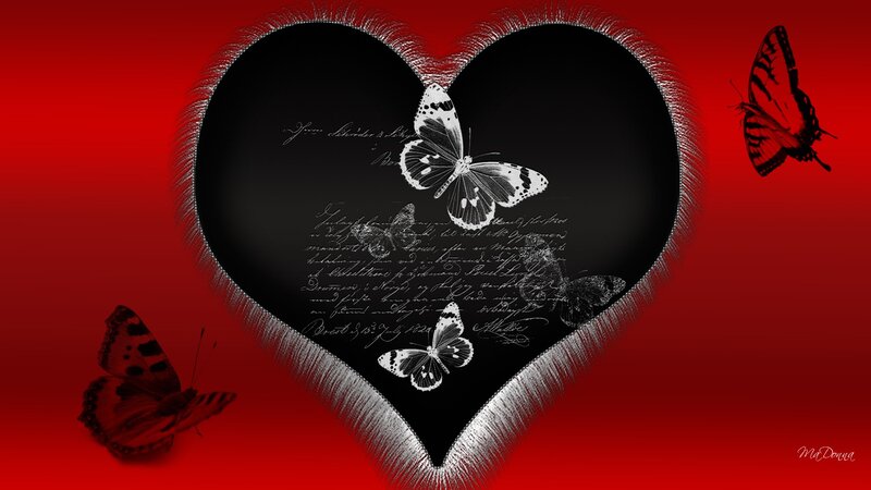 Heart with Butterflies — Red
