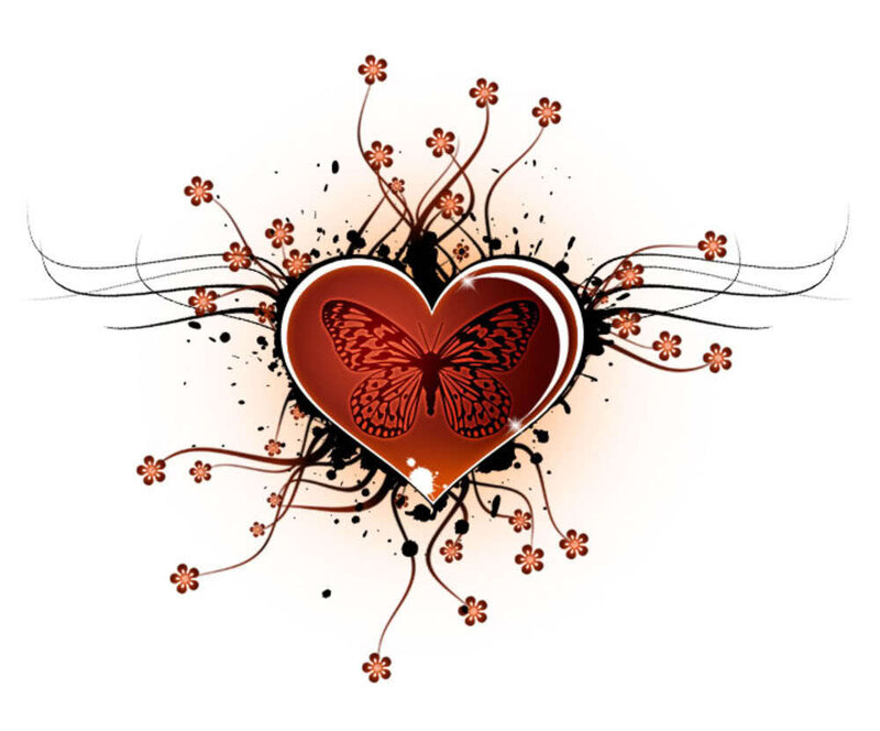 Heart with Butterfly — Red, Romantic, Vector Art