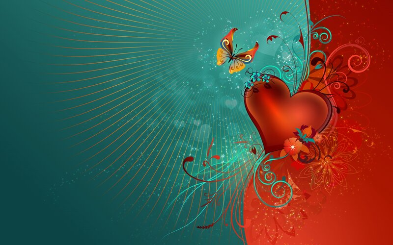 Heart with Butterfly — Red