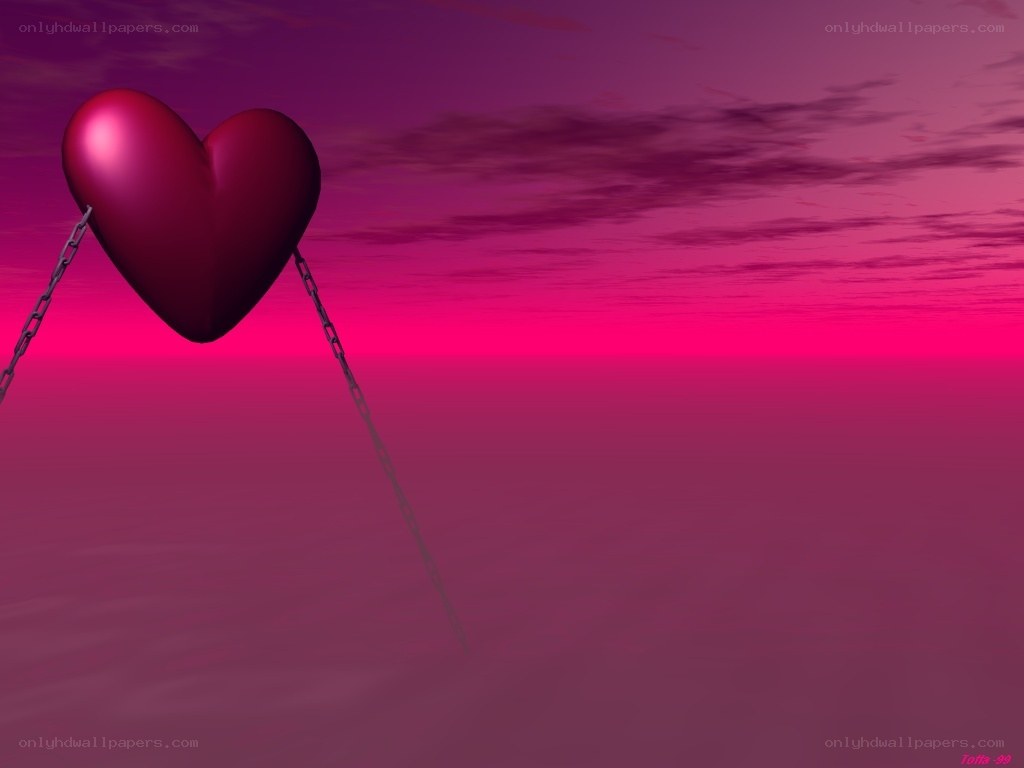 heart with chains at sunset