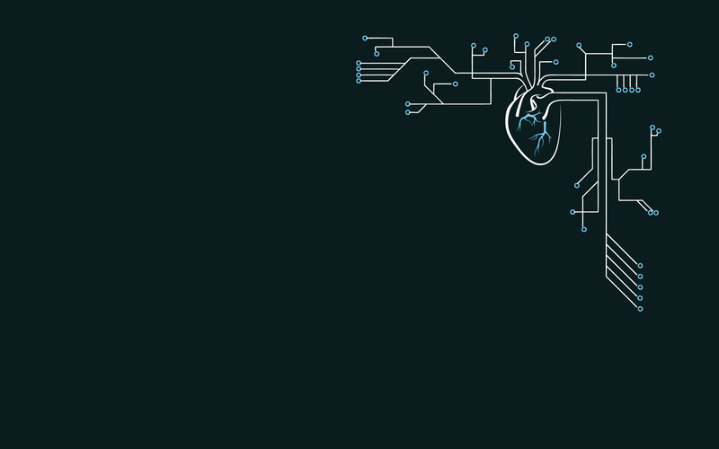 heart with circuit board design