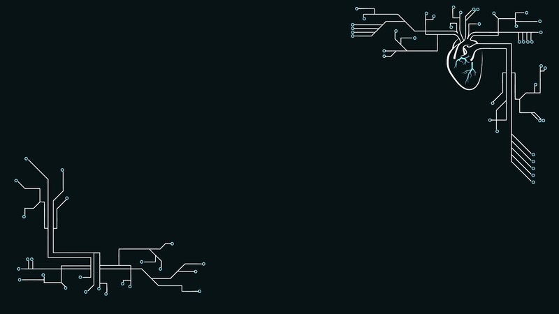 Heart with Circuitry — Black, Technological, Digital Art, Circuit Board