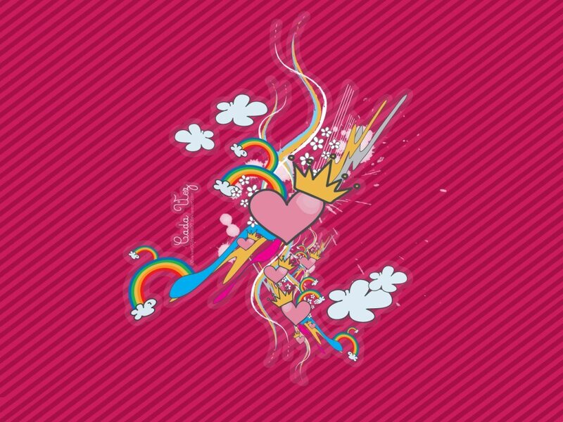 Heart with Crown and Rainbow — Pink