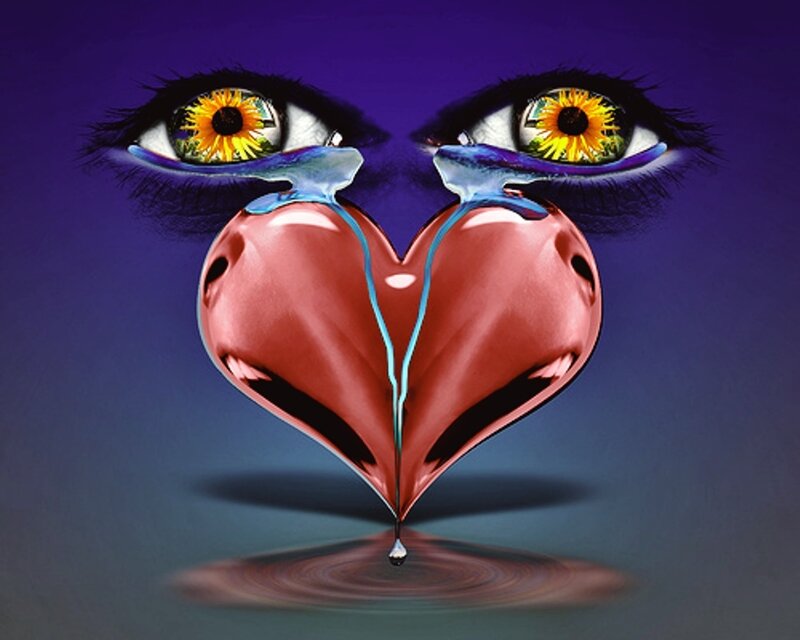 heart with crying eyes
