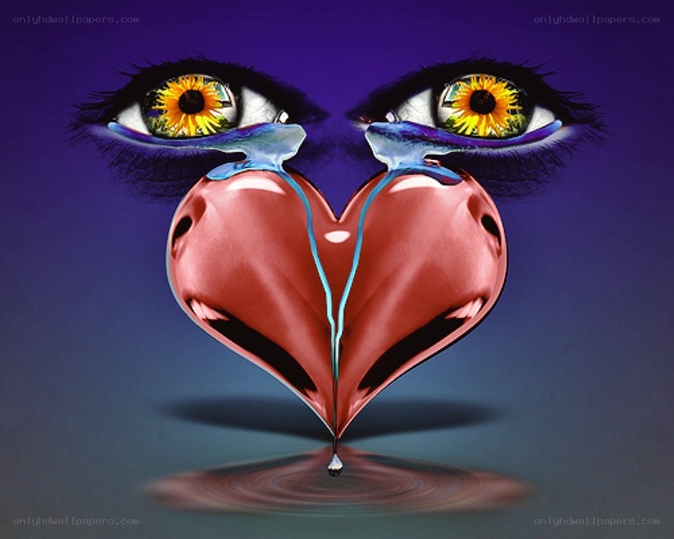 heart with crying eyes
