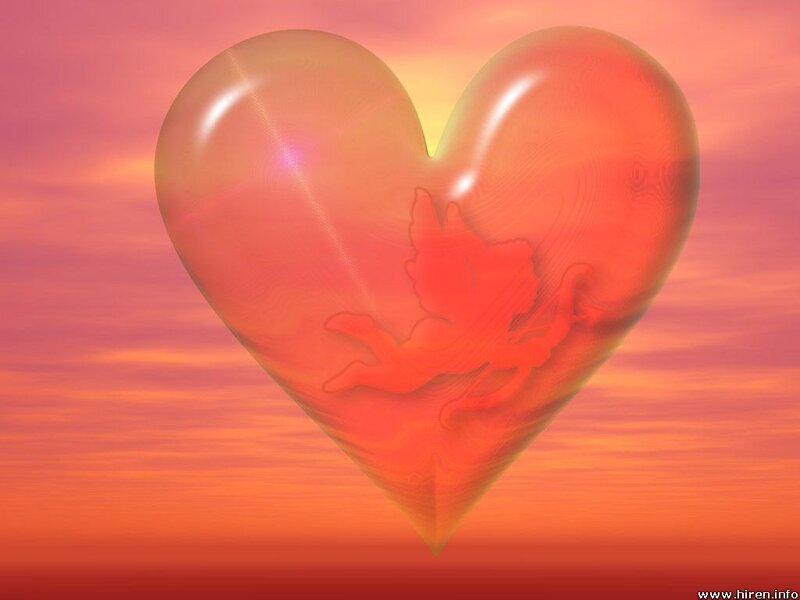 heart with cupid silhouette