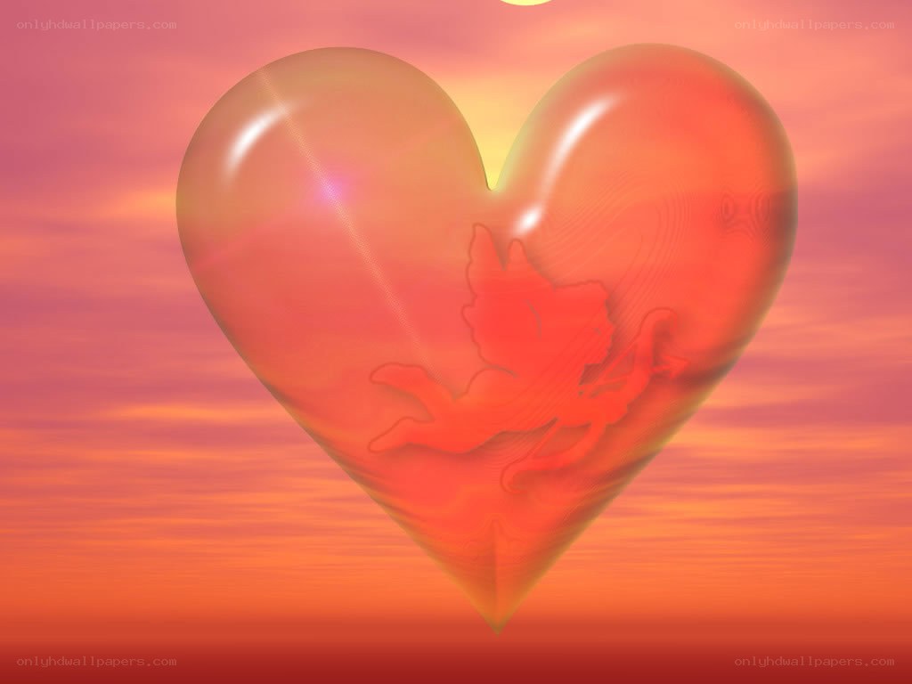 heart with cupid silhouette