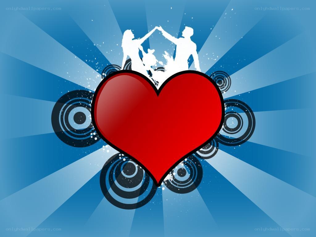 heart with dancing couple silhouette