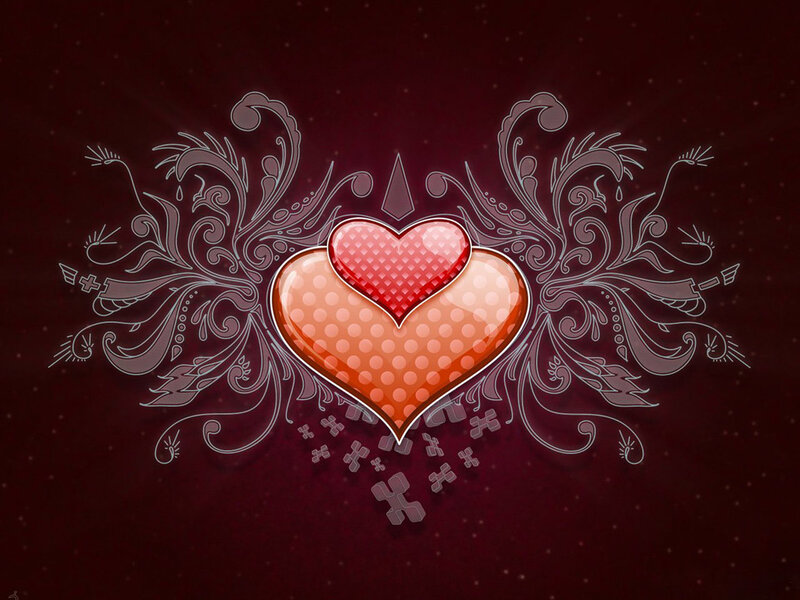 Heart with Decorative Patterns — Red, Romantic