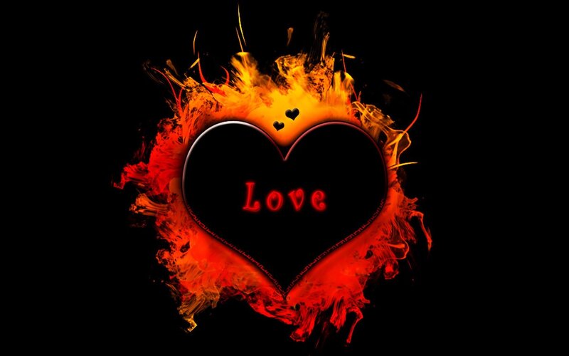Heart with Flames — Black, Dramatic