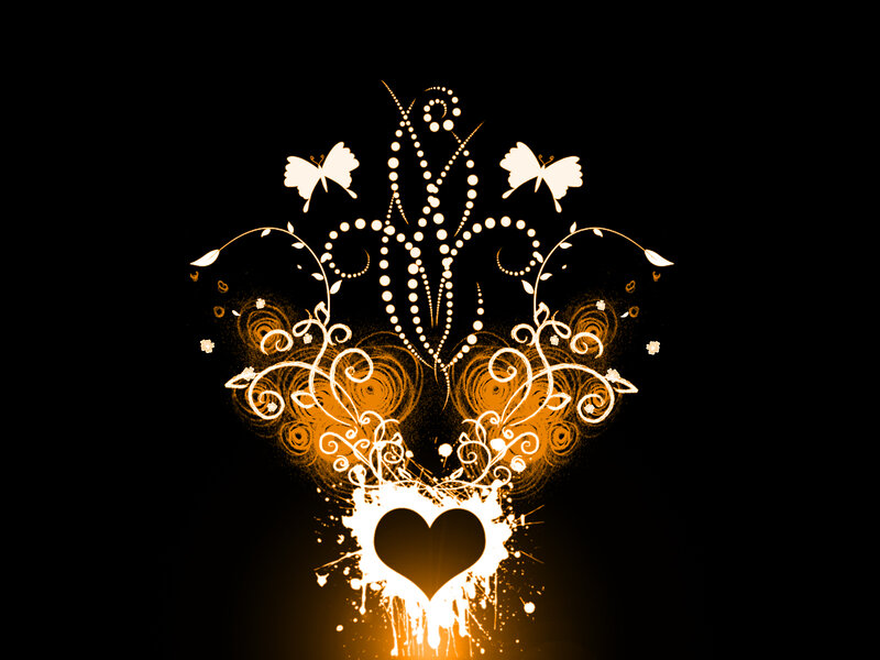 Heart with Floral Design — Black, Dramatic
