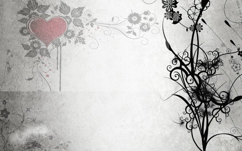 Heart with Floral Design — Black, Romantic