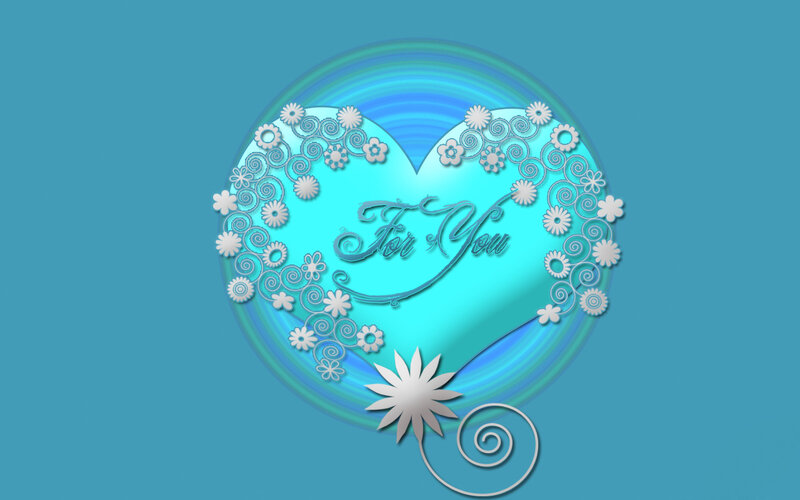 Heart with Floral Design — Blue, Calm