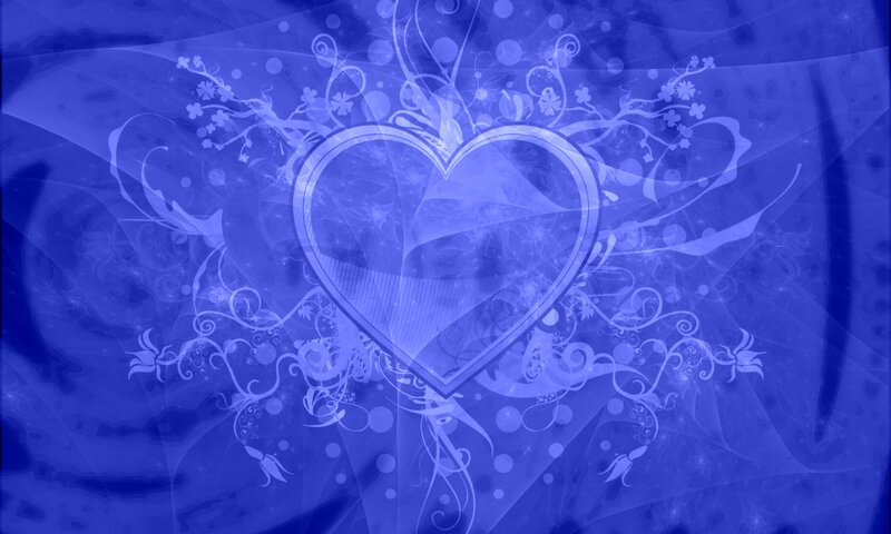 Heart with Floral Design — Blue, Dreamy