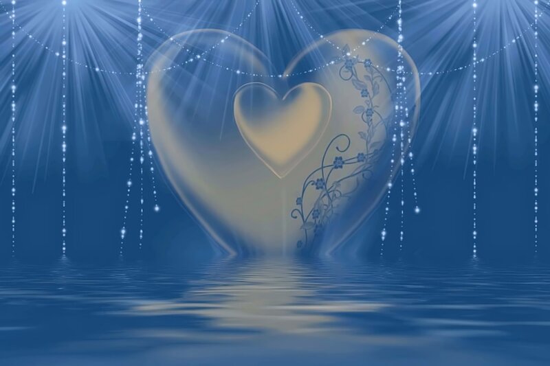 Heart with Floral Design — Blue