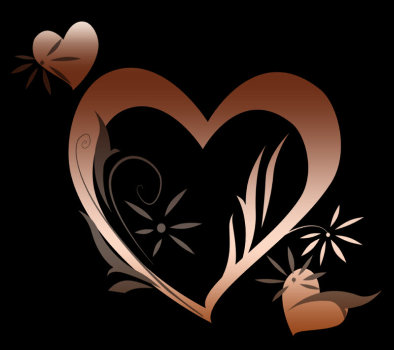 Heart with Floral Design — Brown
