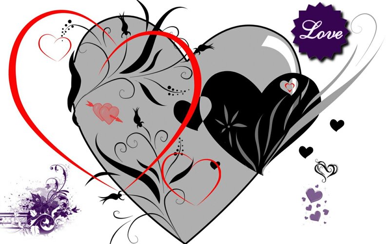 Heart with Floral Design — Gray