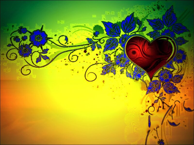 Heart with Floral Design — Green