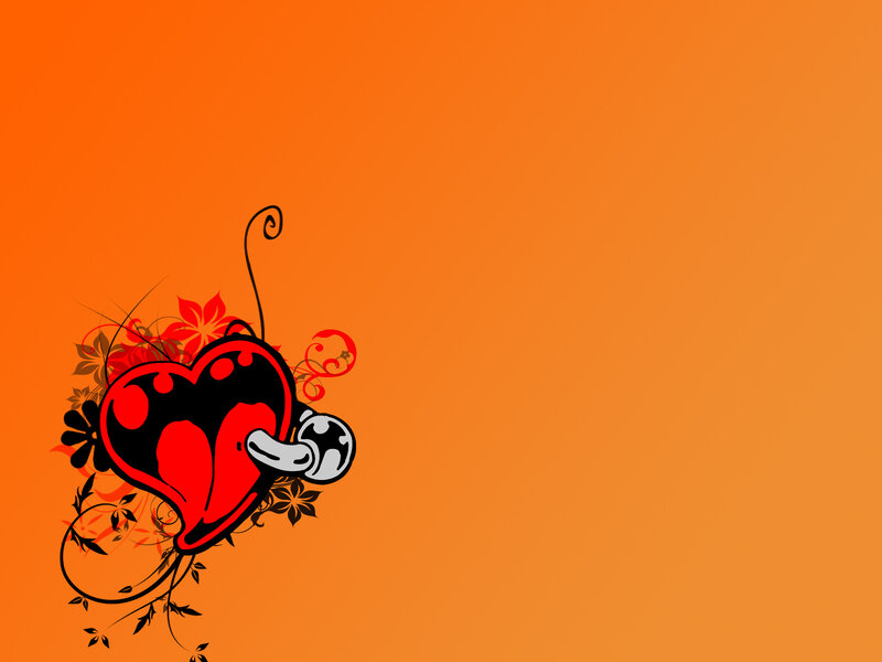 Heart with Floral Design — Orange
