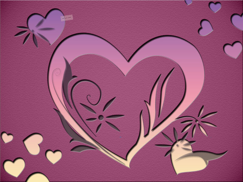 Heart with Floral Design — Purple, Romantic, Digital Art, Hearts