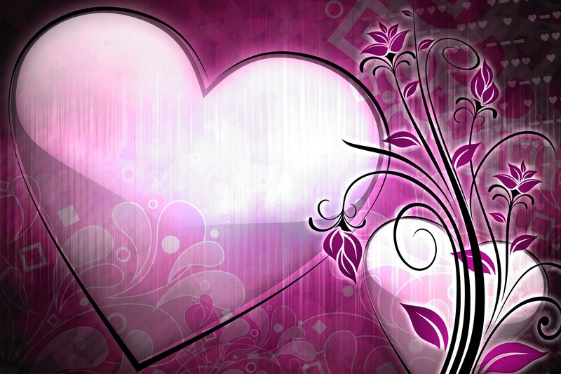 Heart with Floral Design — Purple, Romantic, Digital Art