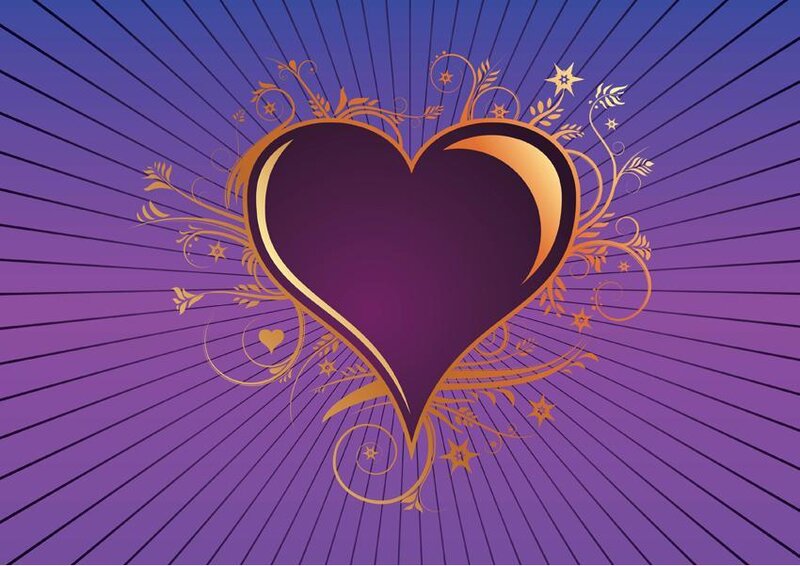 Heart with Floral Design — Purple