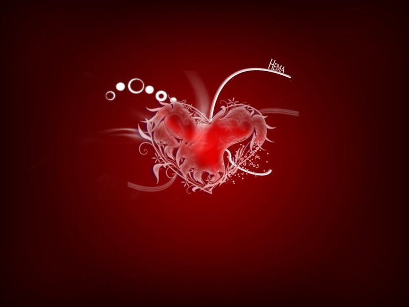Heart with Floral Design — Red, Romantic, Digital Art, Floral Patterns