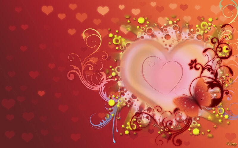 Heart with Floral Design — Red, Romantic, Digital Art, Hearts, Flowers