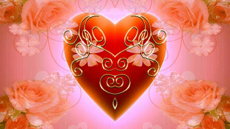 Heart with Floral Design — Red, Romantic, Digital Art