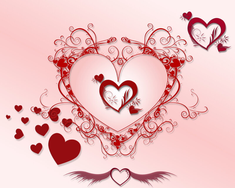 Heart with Floral Design — Red, Romantic