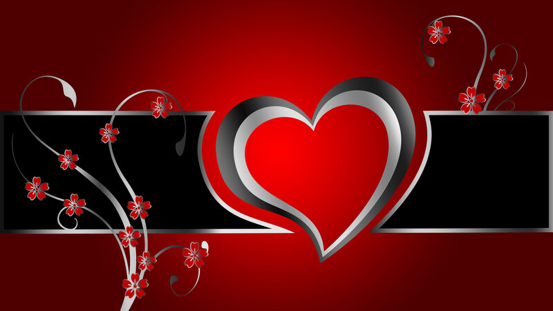Heart with Floral Design — Red, Romantic, Vector Art