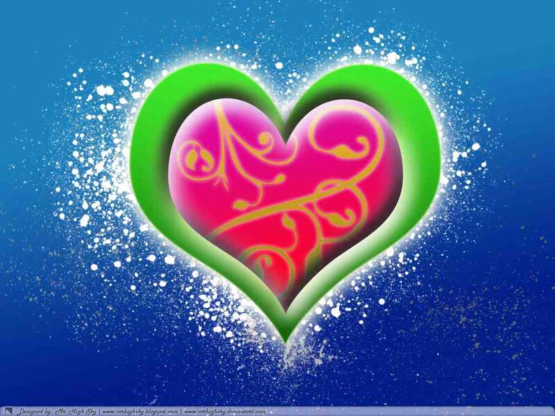 Heart with Floral Pattern — Blue