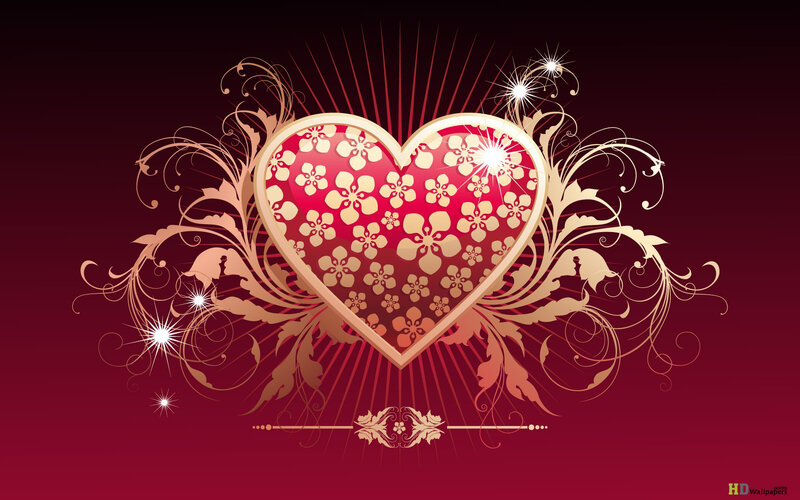 Heart with Floral Pattern — Red, Romantic, Vector Art, Flowers