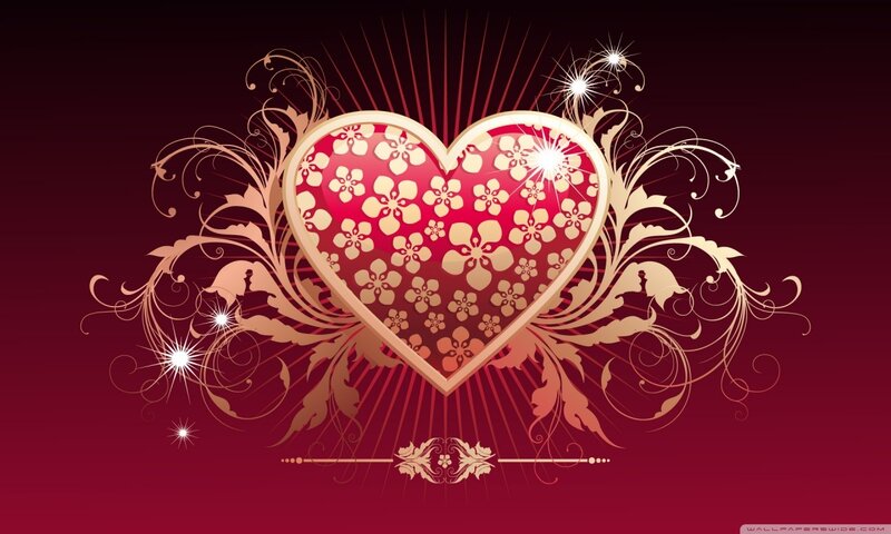 Heart with Floral Pattern — Red