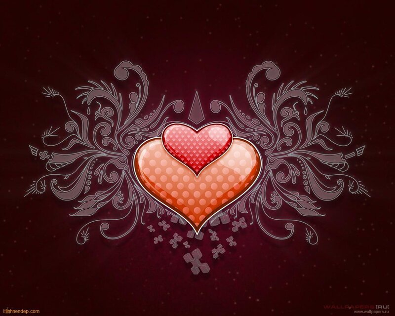 Heart with Floral Patterns — Red, Romantic, Digital Art, Floral Patterns, Dots