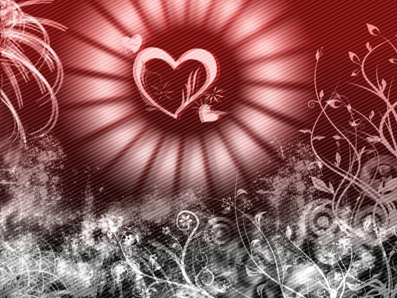 Heart with Floral Patterns — Red, Romantic, Digital Art, Flowers