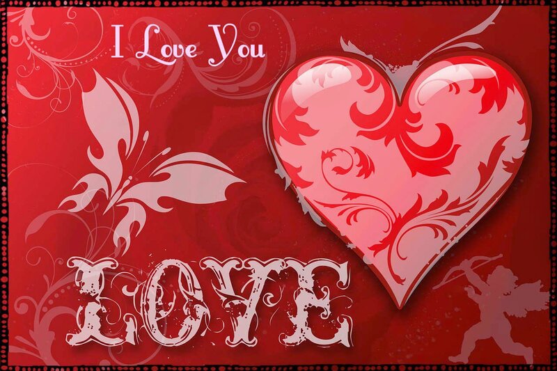 Heart with Floral Patterns — Red, Romantic