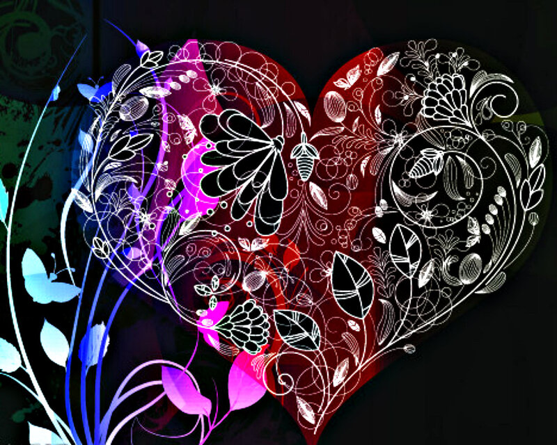 Heart with Floral Patterns — Red