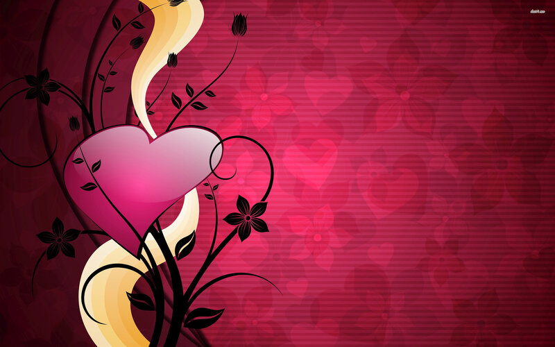 Heart with Floral Vines — Red, Romantic