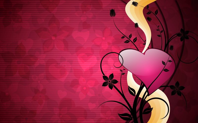 Heart with Floral Vines — Red