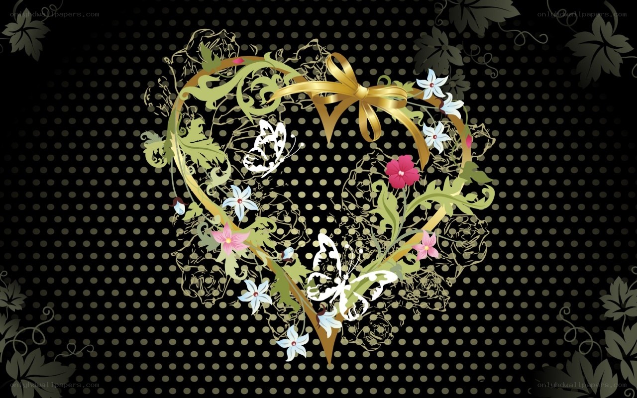heart with flowers and bow