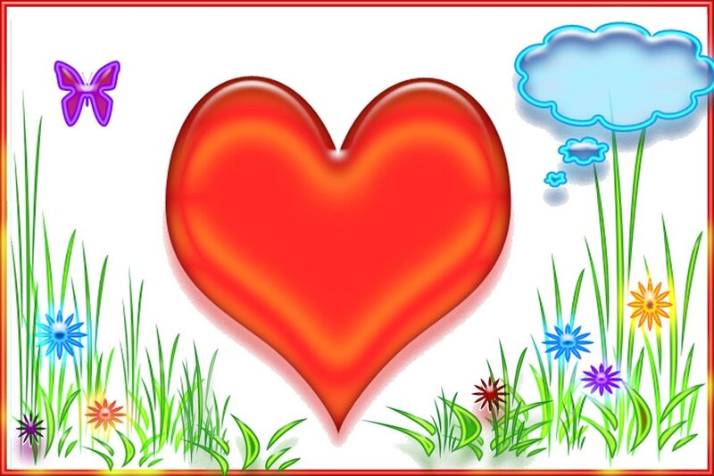 heart with flowers and butterfly