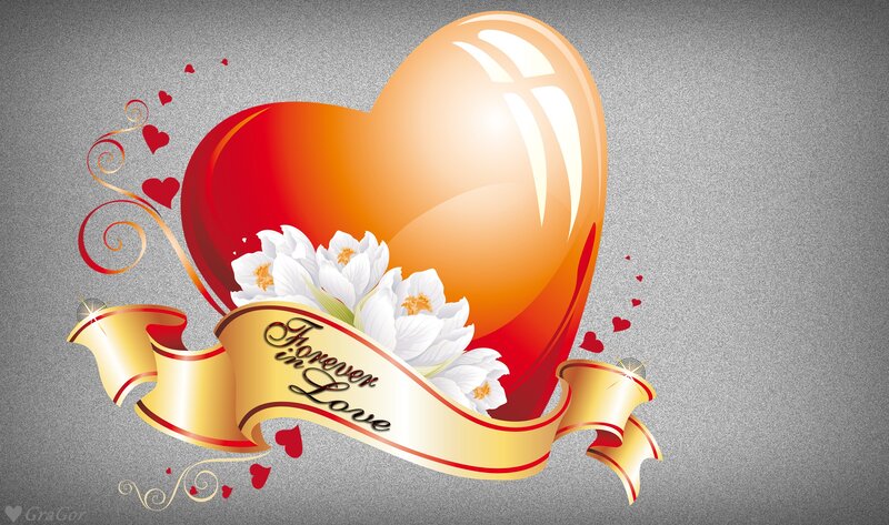 Heart with Flowers and Ribbon