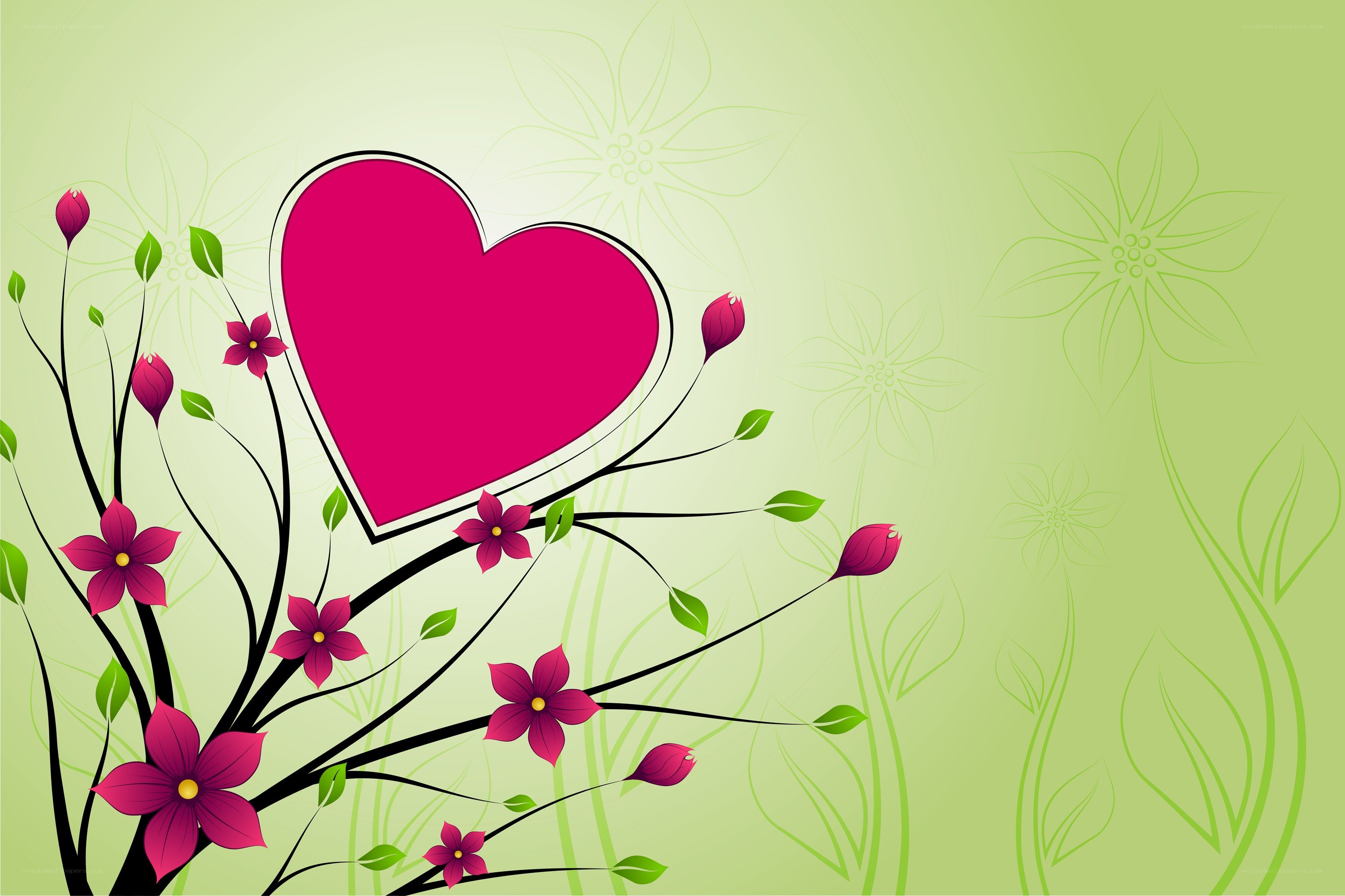 heart with flowers background