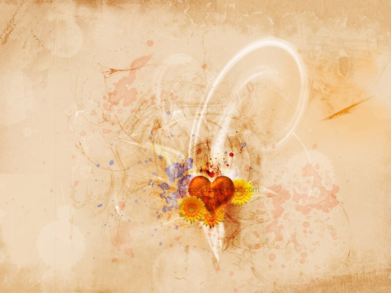 Heart with Flowers — Brown