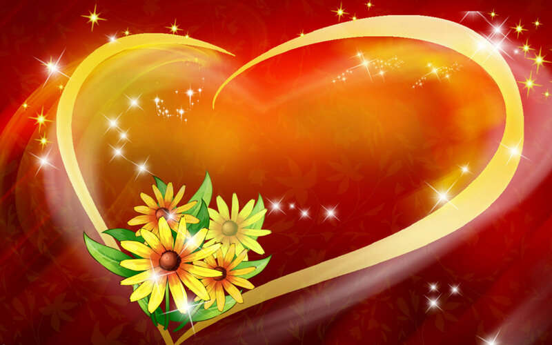 Heart with Flowers — Red, Romantic