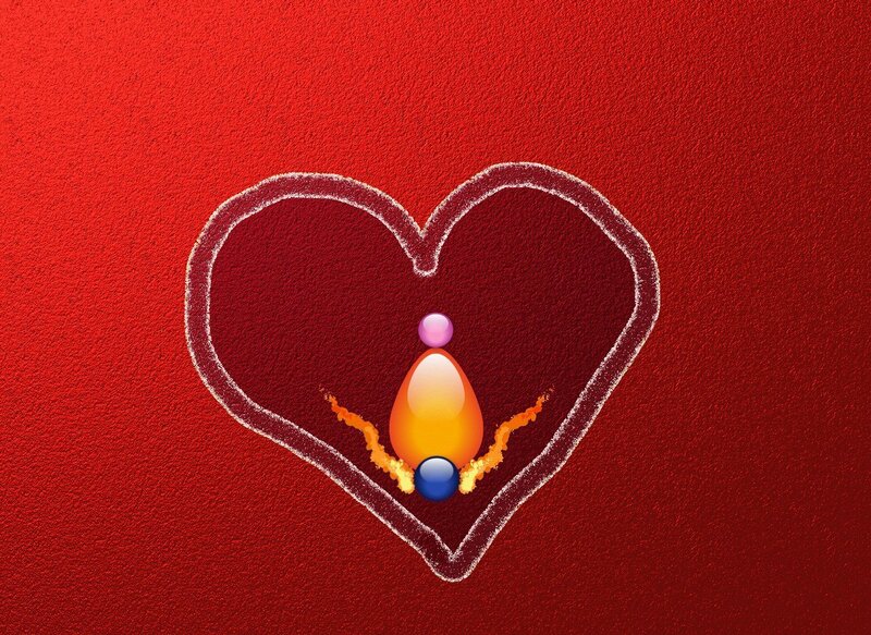 heart with glowing orbs