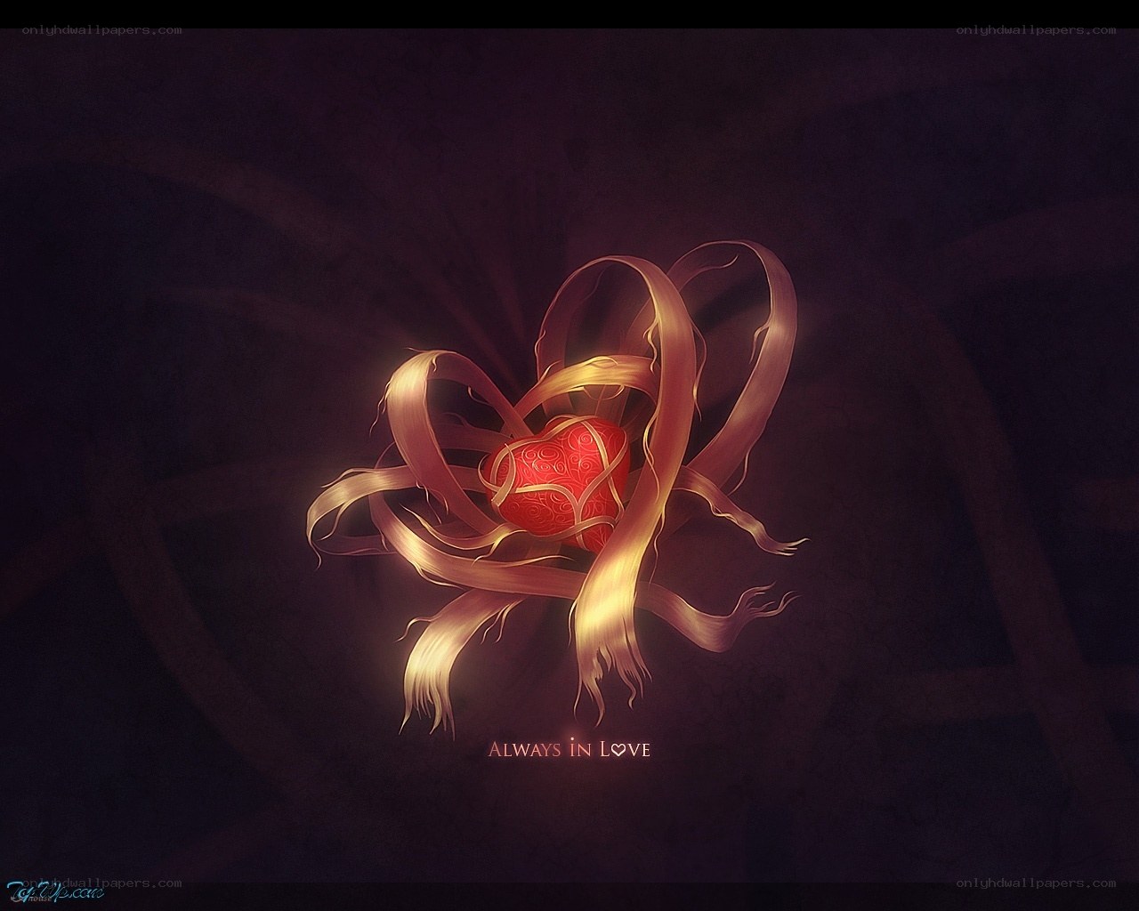 heart with golden ribbons